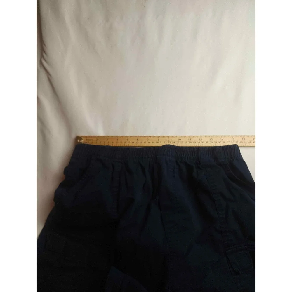Navy Blue Cotton Cargo Shorts Elastic Waist Utility Pockets Mens XL